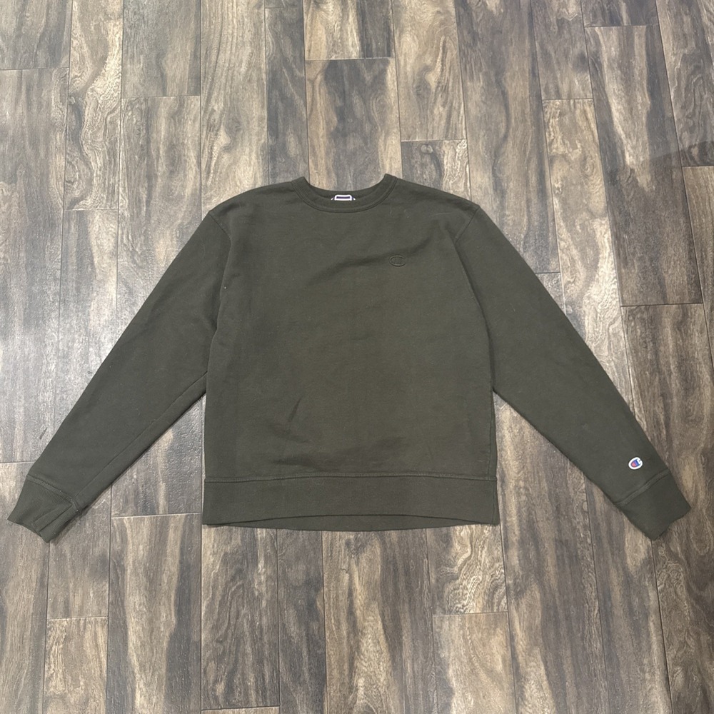 Champion‎ Fleece Crewneck Long Sleeve Pullover Sweater Men's Size M Dark Green